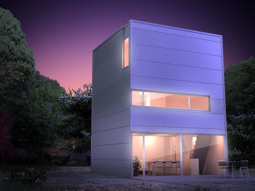 Metal house prototype (low energy consumption).
Architect: Luc Spits