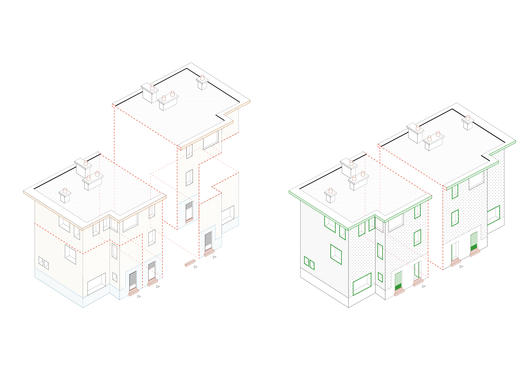 Bovenhuis typology : Renovation logic, axonometric view