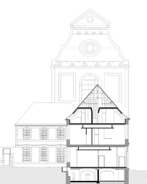 cutting with the chapel in the background